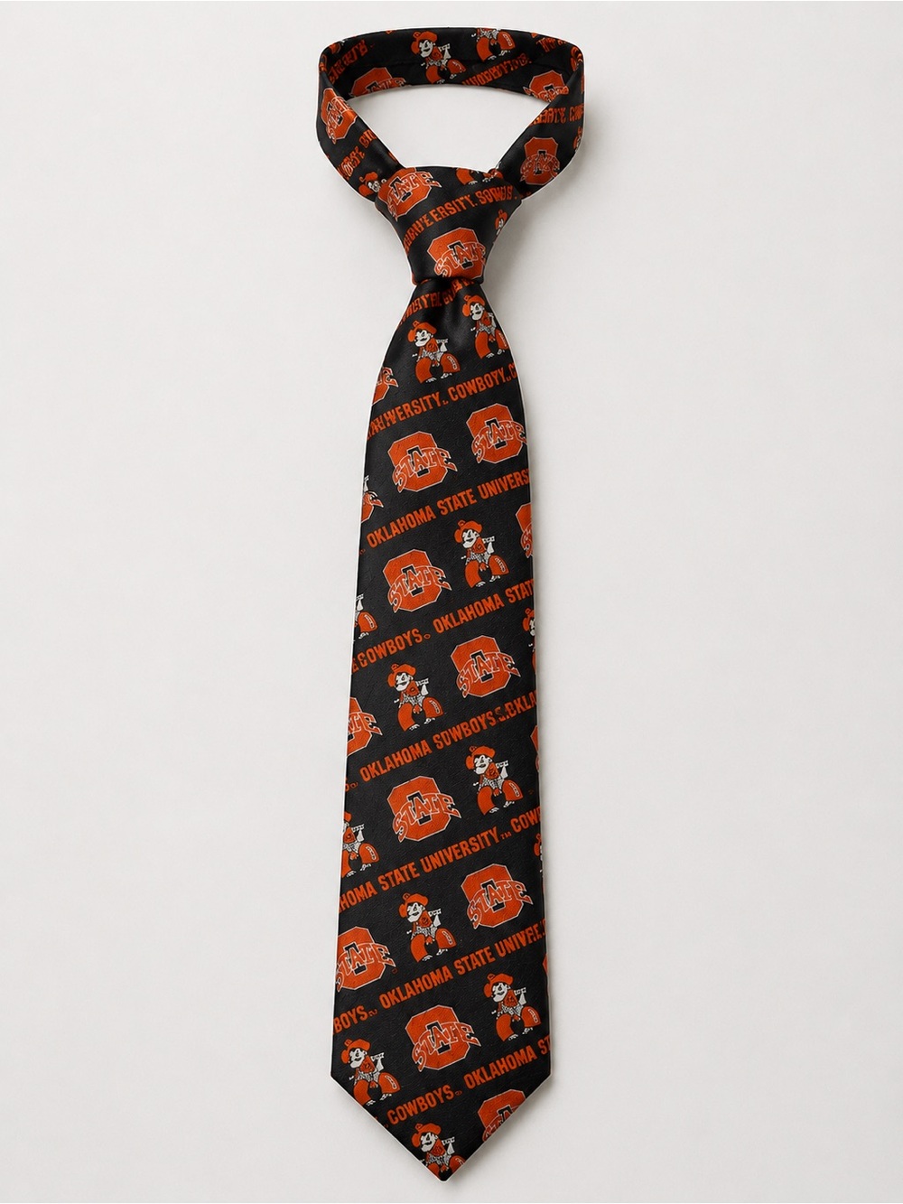 100% Silk Vintage Oklahoma State University Black/Orange Collegiate Tie- Cowboys